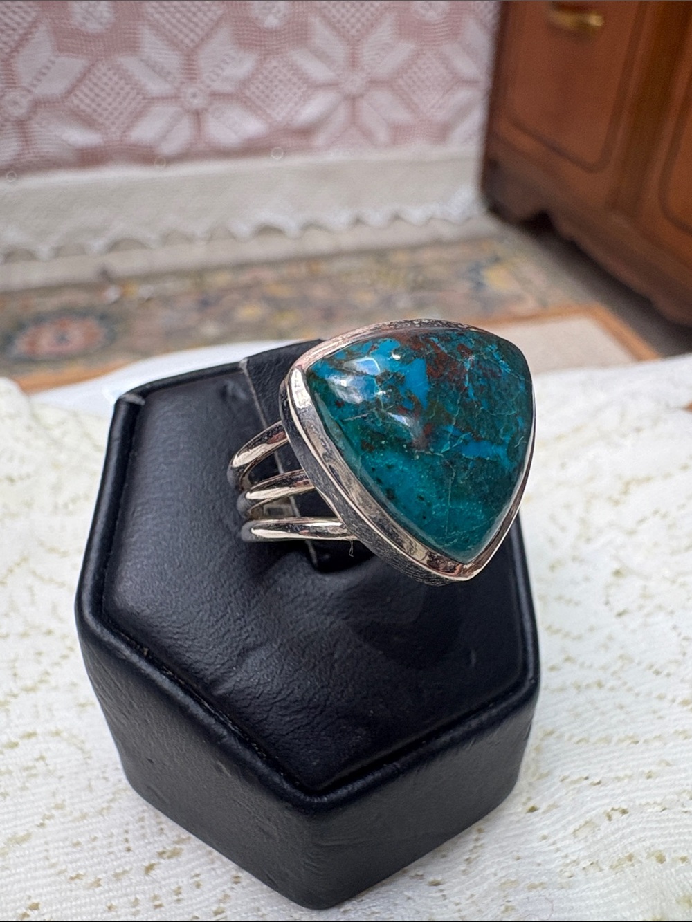 Sterling Silver Teal Stone Statement Ring